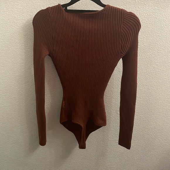 Abercrombie & Fitch Brown Corset Sweetheart Sweater Bodysuit - Picture 4 of 5